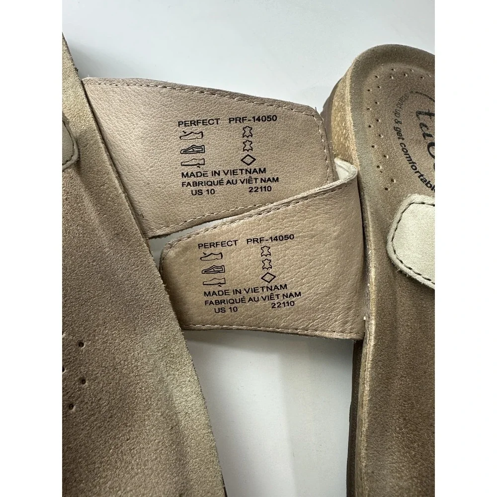 Taos The Perfect Sandals Light Beige Tan Stone Thong Toe Strappy Women's Size 10 - Picture 7 of 14